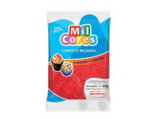 Confeito miçanga vermelha 500g 