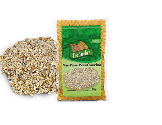 Nozes  picadas e carameladas 1 kg 