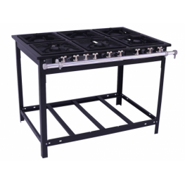 Fogão a gás 6 bocas, 3 simples e 3 duplas 