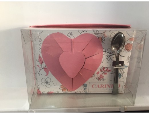 Caixa coração de colher 250g  sempre cuida de mim. 