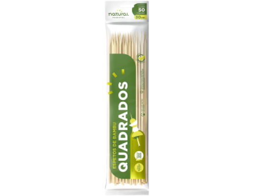 Espeto de bambu quadrado 25 e 30 cm 